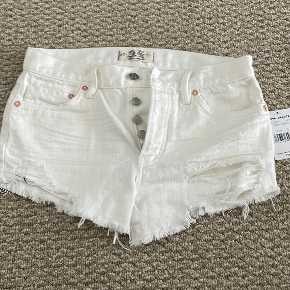 White Free People Jean Shorts
